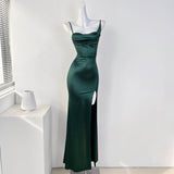 Niulatu style breast pad high slit suspender dress party dress HZ1108