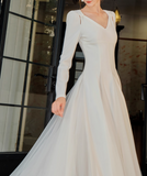 Niulatu style white A-line long-sleeved dress HZ1108