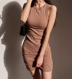 Niulatu Color Slim Fit Suspender Sleeveless Dress HZ1108