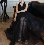 Niulatu fine shimmer tulle dress French halterneck backless dress HZ1108