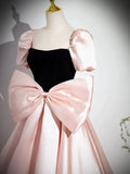 Niulatu A-Line Satin Long Prom Dress, Pink Long Formal Dress HZ1108