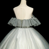 Niulatu A-line tulle sequined long ball dress, green evening dress HZ1108