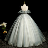 Niulatu A-line tulle sequined long ball dress, green evening dress HZ1108