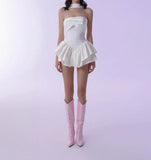 Niulatu White Strapless Short Prom Dress for Party&Birthday??Elegant Evening Dress HZ1026