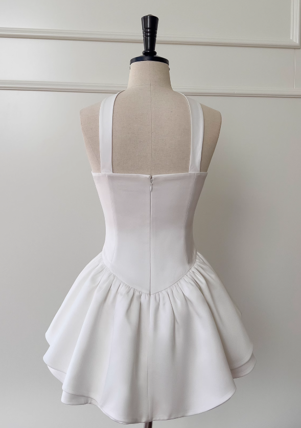 Niulatu White Strapless Short Prom Dress for Party&Birthday??Elegant Evening Dress HZ1026
