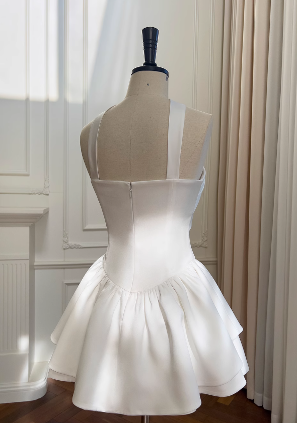 Niulatu White Strapless Short Prom Dress for Party&Birthday??Elegant Evening Dress HZ1026