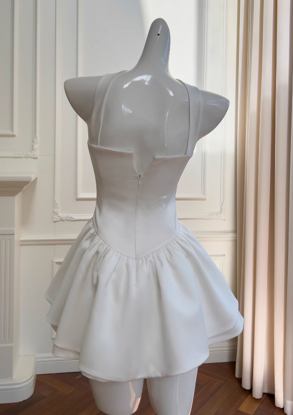 Niulatu White Strapless Short Prom Dress for Party&Birthday??Elegant Evening Dress HZ1026