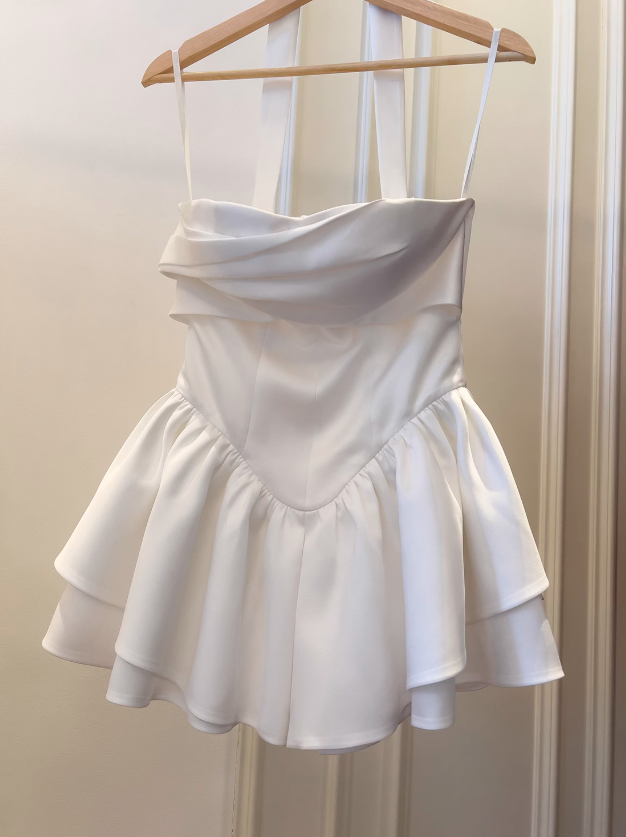 Niulatu White Strapless Short Prom Dress for Party&Birthday??Elegant Evening Dress HZ1026