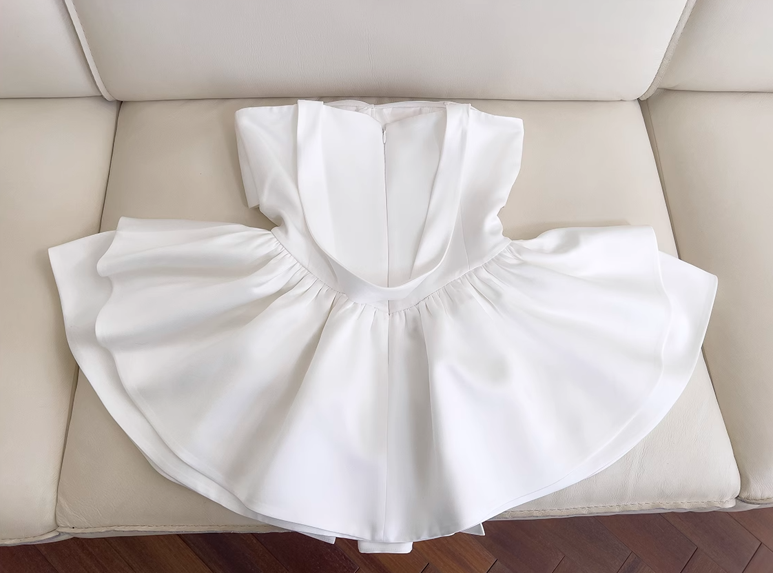 Niulatu White Strapless Short Prom Dress for Party&Birthday??Elegant Evening Dress HZ1026