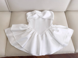 Niulatu White Strapless Short Prom Dress for Party&Birthday??Elegant Evening Dress HZ1026
