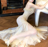 Niulatu strapless mermaid dress, party dress HZ1108