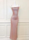 Niulatu lam¨¦ pink shimmery side slit dress birthday dress HZ1108