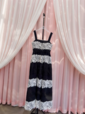 Niulatu lace stitching suspender long dress HZ1108
