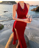 Niulatu Retro V-neck Halter Dress HZ1108