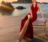 Niulatu Retro V-neck Halter Dress HZ1108