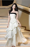 Niulatu Birthday Party Dresses Under $160??White Ruffled Layered Fairytale Graduation Prom Dresses HZ1026