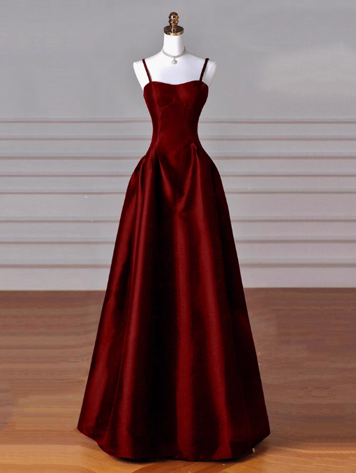 Niulatu Sweetheart ??Prom Dress for Birthday&Graduation-Burgundy Satin Long Formal Evening Dress HZ1026