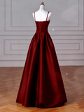 Niulatu Sweetheart ??Prom Dress for Birthday&Graduation-Burgundy Satin Long Formal Evening Dress HZ1026
