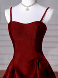 Niulatu Sweetheart ??Prom Dress for Birthday&Graduation-Burgundy Satin Long Formal Evening Dress HZ1026