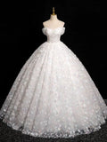 Niulatu Sweetheart Neck Tulle Lace White Long Prom Dress, White Lace Formal Dress HZ1108