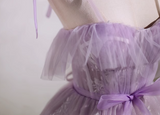 Niulatu A-line sweetheart neckline tulle lace short prom dress, purple homecoming dress HZ1108