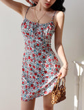 Niulatu floral suspender dress holiday style dress HZ1108