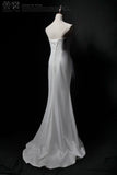 Niulatu Strapless Mermaid Tulle Satin Long Prom Dress, White Formal Dress HZ1108