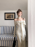 Niulatu off-the-shoulder long-sleeved dress HZ1108
