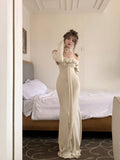 Niulatu off-the-shoulder long-sleeved dress HZ1108