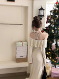 Niulatu off-the-shoulder long-sleeved dress HZ1108
