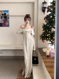 Niulatu off-the-shoulder long-sleeved dress HZ1108