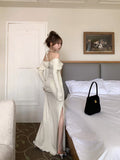 Niulatu off-the-shoulder long-sleeved dress HZ1108