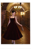 Niulatu Retro Burgundy A-Line Square Neck Velvet Dress for Birthday&Graduation HZ1108