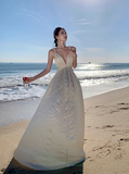 Niulatu A-line halterneck long dress, backless beach dress HZ1108