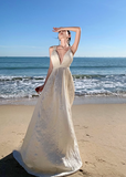 Niulatu A-line halterneck long dress, backless beach dress HZ1108
