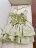 Niulatu Green A-line Mesh Lace Sequined Short Prom Dress Homecoming Dress HZ1026