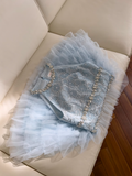 Niulatu A-line beaded tulle short prom dress, blue homecoming dress HZ1108
