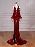 Niulatu Mermaid V-neck Sequins Long Prom Dress,Formal Prom Dress HZ1108