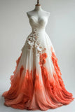 Niulatu A-Line Sweetheart Orange Ombre Chiffon Long Prom Dresses,Formal Party Dress HZ1108