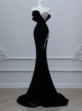 Niulatu Velvet Strapless Crystal Long Prom Dress,Formal Dress HZ1108