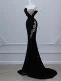 Niulatu Velvet Strapless Crystal Long Prom Dress,Formal Dress HZ1108