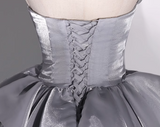 Niulatu A-line V-neck Tulle Long Prom Dress, Grey Long Formal Dress HZ1108