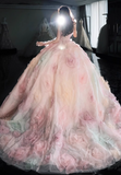 Niulatu A-line Strapless Tulle long prom dress, pink sweet formal dress HZ1108