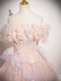 Niulatu A-Line Off Shoulder Tulle Long Prom Dress, Lovely Evening Sweet 16 Dress HZ1108