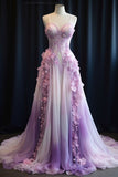 Niulatu Purple A-line Spaghetti Strap Chiffon Long Prom Dress, Vintage Formal Dress HZ1108
