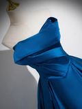 Niulatu A-line Strapless Satin Long Prom Dress, Blue Formal Dress HZ1108