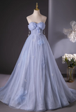 Niulatu Sweetheart Neck Tulle Long Prom Dress, Sweet Formal Dress HZ1108