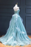 Niulatu Sweetheart neck Lace Tulle Long Formal Dress, Green Evening Dress HZ1108