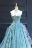 Niulatu Sweetheart neck Lace Tulle Long Formal Dress, Green Evening Dress HZ1108