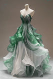 Niulatu V-neck Tulle Long Prom Dress, Unique Quinceanera Dresses HZ1026